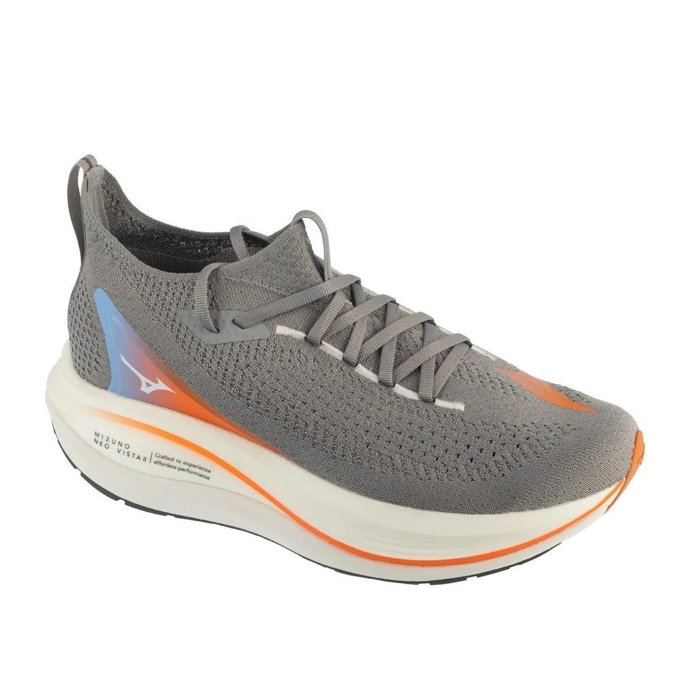 Mizuno Neo Vista Mens Running Shoes Grey Orange Blue Knit Size 9 J1GC243401